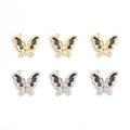 Black Enamel Crystal Butterfly Charms in Gold and Silver Tones view 2