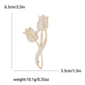 Double Tulip Pavé Crystal Brooch Gold Silver Pink Colors view 5
