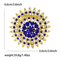 Large Openwork Sunflower Brooch Crystal Cluster Metal Pin view 8
