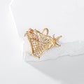 Red Gold Tone Flower Basket Openwork Crystal Enamel Metal Brooch Pin view 3