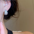 Silver Pave Teardrop Hoop Earrings With A Silver-Tone Finish view 4