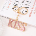 Rhinestone Kiss Letter Keychain Metal Lips Pendant Charm view 6