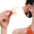 Fabric Flower Pearl Chain Duckbill Hair Clips Three Colors view 5