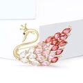 Pink Crystal Swan Brooch with Gold Tone Outline Decorative Clothing Pin view 2