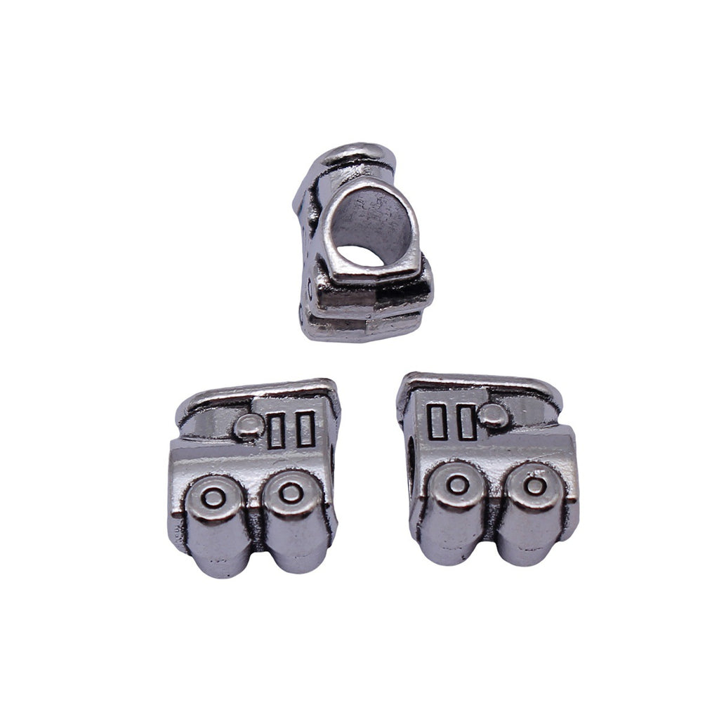 11x11x7.4mm 2.3g Antique Silver Zinc Alloy Train Large Hole Beads for Bracelet Jewelry Making