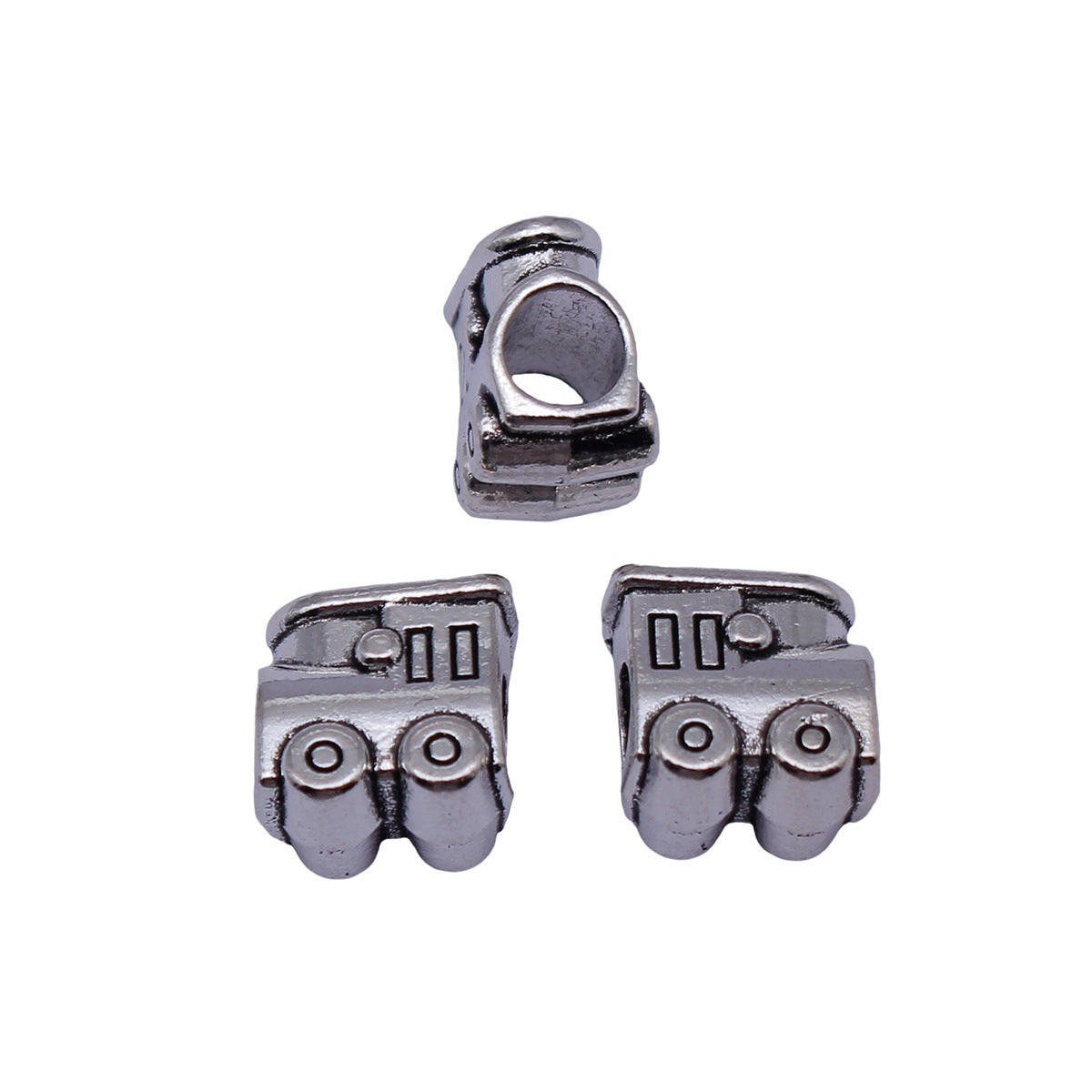 11x11x7.4mm 2.3g Antique Silver Zinc Alloy Train Large Hole Beads for Bracelet Jewelry Making