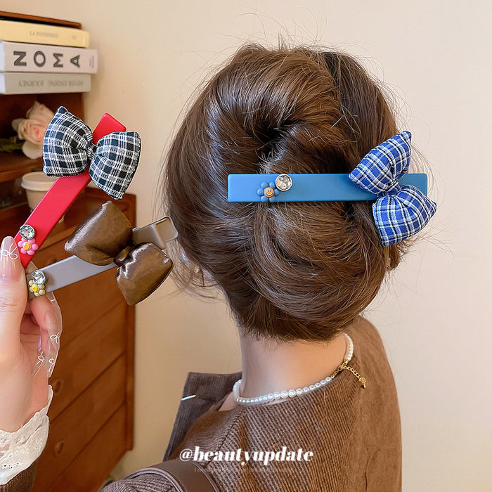 Bow Flower Rhinestone Duckbill Hair Barrette Clip 3 Colors