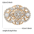 Openwork Oval Rhinestone Brooch Silver Gold Blue Brown Pin view 7