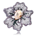 Black Flower Openwork Crystal Six Designs Metal Brooch Pin view 7