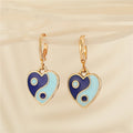 Gold Tone Enamel Yin Yang Heart Huggie Drop Earrings in Five Colors view 8
