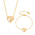 Heart Sun Moon Zircon Pendant Necklace Bracelet Jewelry Set view 5