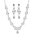 Black Silver Tone Crystal Floral Garland Crystal Metal Necklace and Earring Set view 5