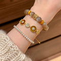 Gold Tone Crystal Disc Beaded Slider Bracelet Wrist Jewelry view 4