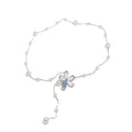 White Flower Beaded Necklace with Pearl-Look Strands view 5