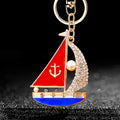 Pearl Sailboat Keychains with Five Loop Styles and Two Wrist Loop Options view 1