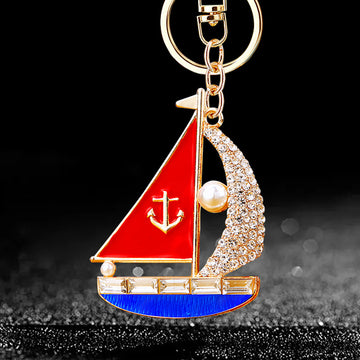 Pearl Sailboat Keychains with Five Loop Styles and Two Wrist Loop Options