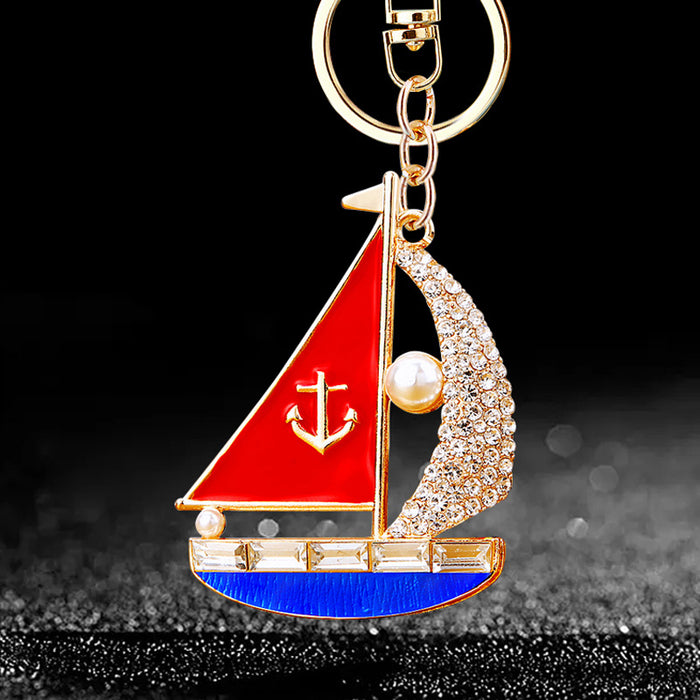 Pearl Sailboat Keychains with Five Loop Styles and Two Wrist Loop Options