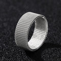 Woven Mesh Wide Band Ring In Silver Gold And Black Tones view 1