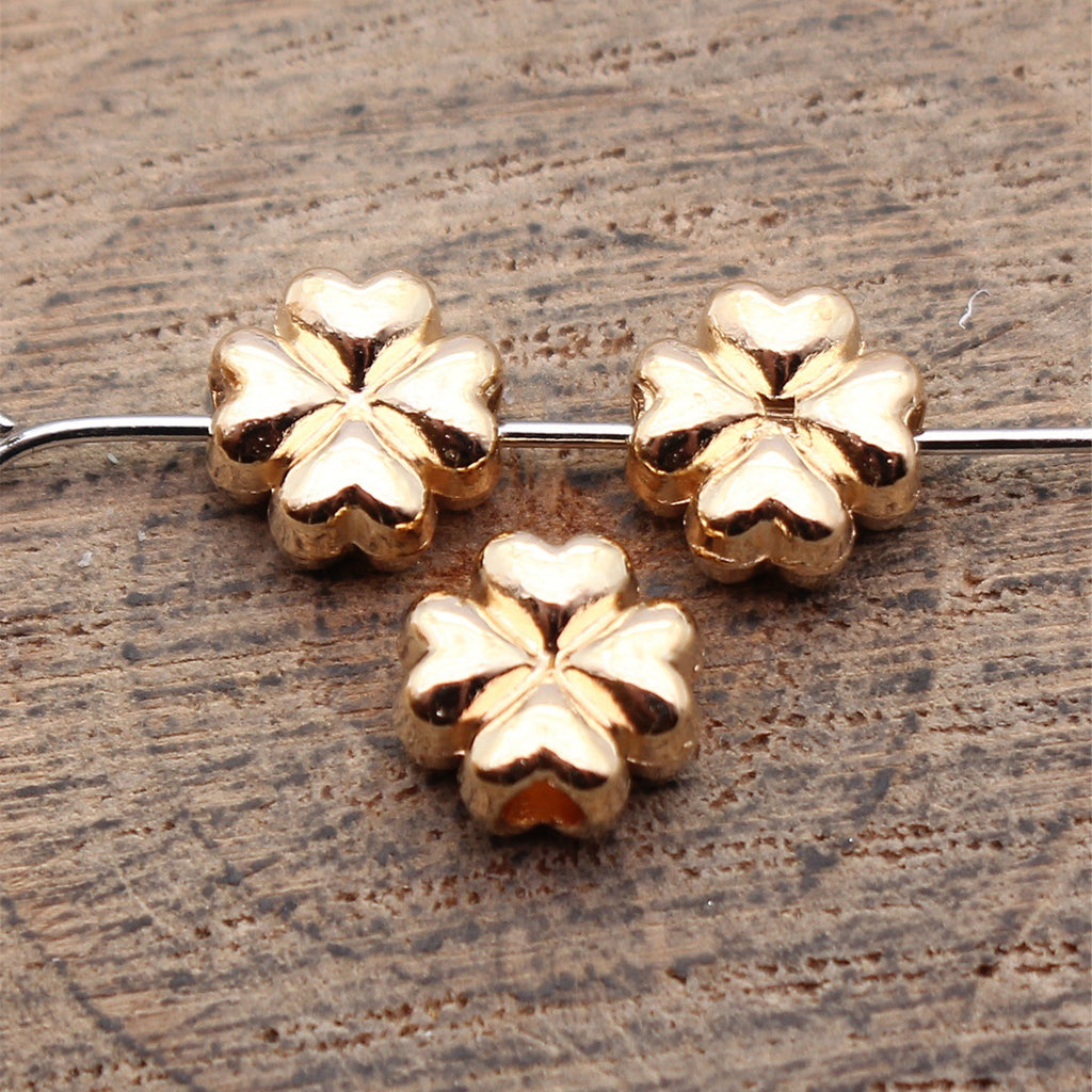 7.9x7.8x4mm 0.75g Multicolor Zinc Alloy Four Leaf Clover Loose Metal Beads for Bracelet Necklace DIY Jewelry