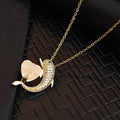 Pink Heart and Dolphin Pendant Necklace in Gold and Silver Tones view 6