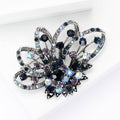 Crystal Openwork Flower Brooch Blue or Multicolor Rhinestone Pin view 3