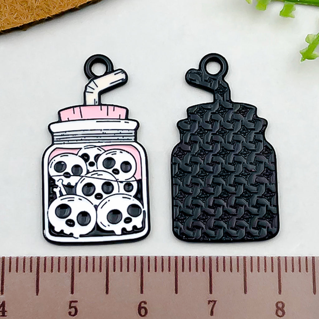 Enamel Zinc Alloy Halloween Skull Ghost Charm Pendant for DIY Earrings Keychain Jewelry
