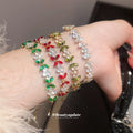 Gold Tone Crystal Flower Leaf Slider Bracelet 2 Colors view 1