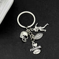 Four Sport Ball and Gear Charm Keychains with Metal Hardware view 2