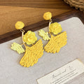 Yellow Floral Statement Stud Earrings in Thirty-Six Styles view 11