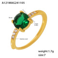 Round Zircon Open Ring in Rose Red or Emerald Green view 7