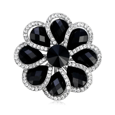 Front product view of black flower ring
