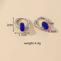 Silver Tone Textured Donut Stone Bead Hoop Earrings in Eight Colors view 4