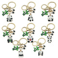 Bamboo Panda Enamel Keychains with Glasses Charm, 7 Poses view 1