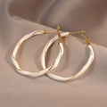 Two Tone Irregular Hoop Earrings in Red and Ivory Enamel view 1