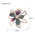 Red Flower Crystal Metal Brooch Pin 5.6 x 5.8 cm for Jackets and Lapels view 2