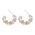 Silver Tone Crystal Floral Wreath Stud Earrings Jewelry Pair view 5