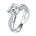 Silver Tone Round CZ Solitaire Ring Infinity Pavé Band Sizes 6-10 view 5