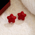 Red Star and Square Stud Earrings in Three Designs view 6