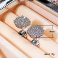 White Gold Round Pavé Cluster Cubic Zirconia Stud Earrings view 5