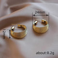 Gold Tone Textured Wide Huggie Hoop Statement Earrings view 4