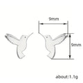 Mini Hummingbird Stud Earrings Flat Silhouette Metal Pair view 4