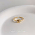 Open Adjustable Gold Tone Openwork Rose Flower Ring view 2
