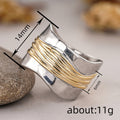 Two Tone Silver Gold Irregular Wide Wire Wrap Ring view 4