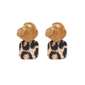 Shell Look Square Drop Earrings in Blush and Leopard Print view 5