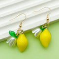Resin Lemon Charm Bell Flower Dangle Earrings 8 Fruit Color Styles view 1