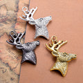 Textured Deer Head Alloy Pendant Charm in 4 Finishes view 4