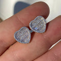 Silver Tone Heart Shaped Crystal Cluster Stud Earrings view 3