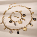 Gold DIY Heart Charm Necklace Bracelet Pendant Set view 2