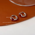 Silver Black Heart Enamel Huggie Hoop Earrings Pair view 4