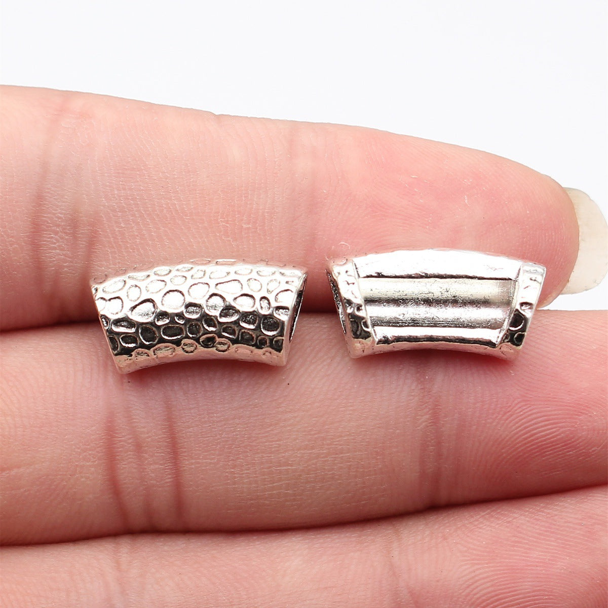 20x10x8.5mm 3.1g Multicolor Zinc Alloy Snakeskin Pattern Curved Tube Large Hole Beads for Bracelets